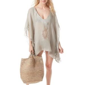 FLORABELLA Tivoli Short 100% Linen Gauze Tunic {$337} SKU# Tivoli-Sht-White Tan